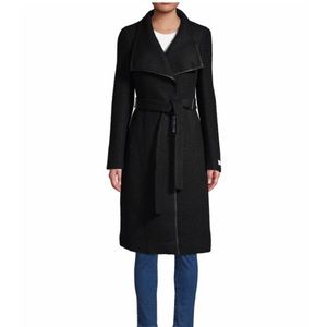 NWT! Calvin Klein toggled wrap front jacket- black